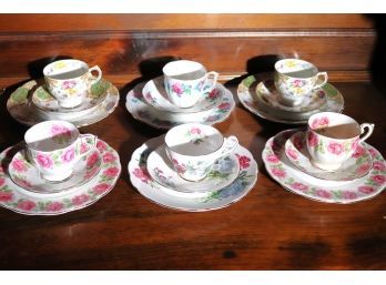 Collection Of Six Fancy Cups/Saucers & Dessert Plates, (Fine Bone China)