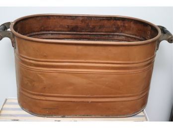 Large Copper Planter Basket With Handles
