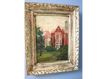 Vintage Impressionist Style Painting In An Ornate Carved Wood Frame