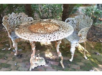 Antique Cast Metal Garden Table & Chairs