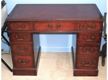 Vintage Wood & Leather Top Desk Collectors Group Handmade By John Wanamaker