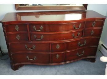 Vintage Wood Dresser/Chest With Ornate Brass Hardware, Tongue & Groove Woodwork