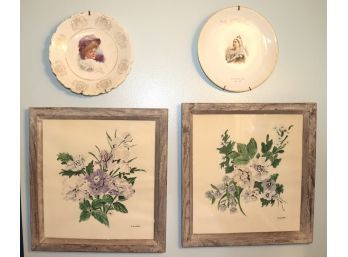 124.Floral Prints By D. Fureber, Porcelain Limoges Portrait Plate Victoria. R&I Plate 1837- 1897 Johnson Bros