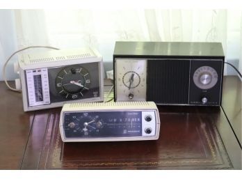 Vintage Radios Includes Panasonic Solid State Clock Radio & General Electric In Working Condition