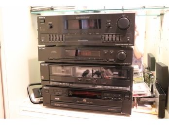 Lot Of Sony Stereo  Equipment Includes,  Tuner, Amplifier, CD, And Cassette Deck