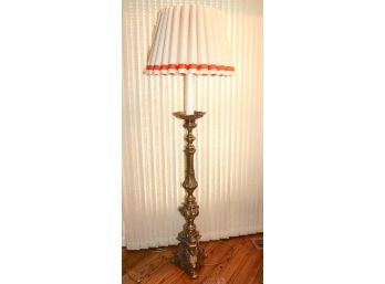 Vintage Brass Pole Lamp With Decorative Design