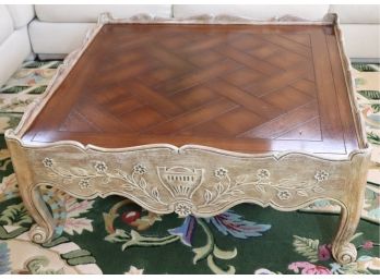 Baker Furniture French Provincial Style Coffee Table With Parquet Top