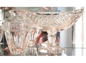 Waterford Crystal  Raised Crystal Fruit Bowl And Decorative Vase