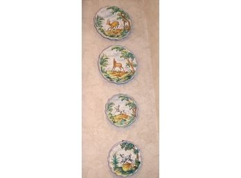 Set Of 4 Decorative Deer Animal Plates By Stos Martiles Talavera