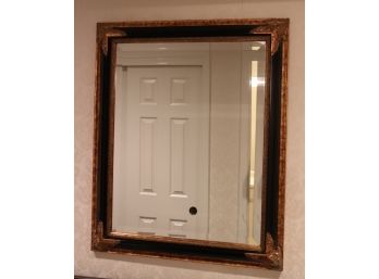 Decorative Wall Mirror With Gold Leaf Detail And Beveled Glass