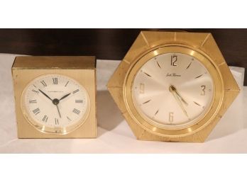 2 Mini Brass Clocks Include: Tiffany And Seth Thomas