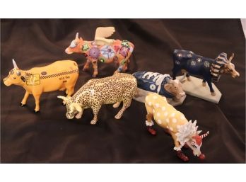 Lot Of 6 Decorative Collectible Cows By Cow Parade