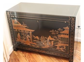 Beautiful Black Chinoiserie Console By Century