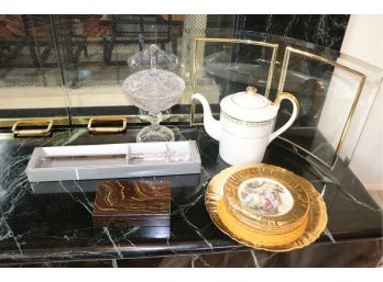 Assorted Lot Of Decorative Items Includes Weber & Blauer Stone Box And Atlas Fine China