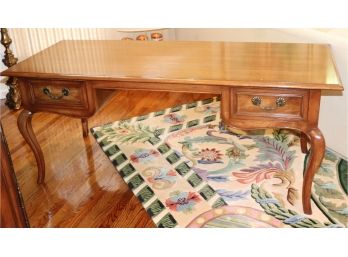 Wood Desk By Baker Furniture With 2 Drawers And Queen Anne Style  Legs