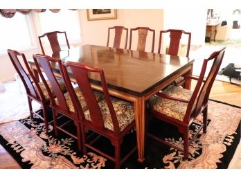 Dining Room Table And Chairs From John Stuart / John Widdicomb Brandy Finish With Brass Trim