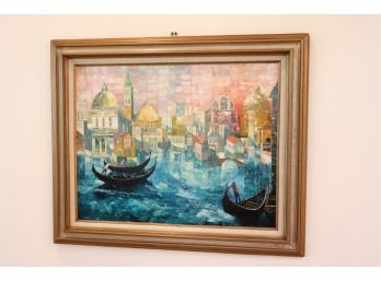 'Grand Canal ' Venetian Oil Painting Signed By Russin With COA