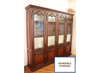 Large Decorative Carved Wood China Cabinet Or  BookShelves Great For Storage