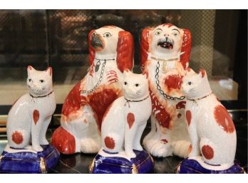 Fitz And Floyd Porcelain Cats And Staffordshire Dogs