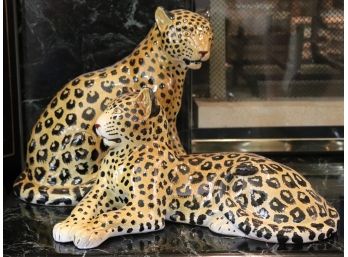Pair Of Porcelain Cheetahs From Italy