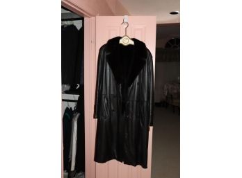 Men’s Large Leather And Mink Lined Coat From Russia