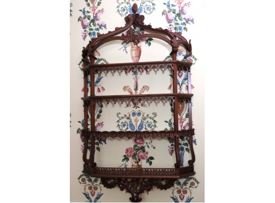Highly Carved Vintage Wood Shelf With Ornate Detailing Throughout, Amazing Piece To Display Your Collectibl