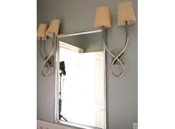 Contemporary Chrome Finished Wall Sconces & Mirror