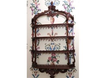 Highly Carved Vintage Wood Shelf With Ornate Detailing Throughout, Amazing Piece To Display Your Collectibl