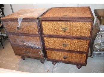 Pair Of Stiles Brothers Wicker Style Night Stands