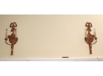 Pair Of Italian Made Carved Wall Sconces