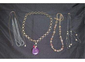 Collection Of Assorted Fashionable Necklaces Includes A Piece From The Loft & Noa Sade With A Polished Pur