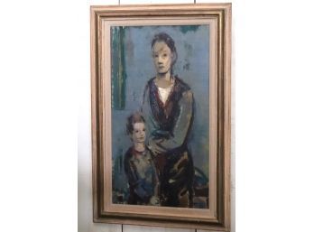 Antique Portrait Painting On Canvas Signed By The Artist On The Lower Corner By Floch In A Distressed Fram