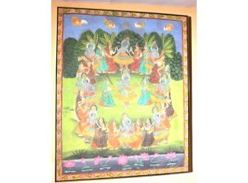 Large Framed Ethnic Batik Artwork Approx 53 Inches X 65 Inches