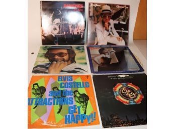 Collection Of Records Titles Include Ramones, Elton John, Elvis Costello, Pat Benatar. Electric Light Orc
