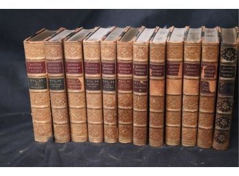 Collection Of Antique Leather-Bound Books Scotts Waverly Novels, Edinburgh Adam & Charles Black 1885