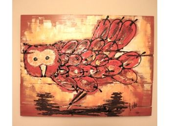 Owl Painted On Board By Carlo Planks