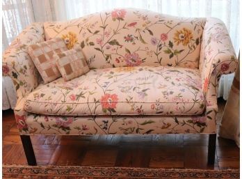 Custom Floral Love Seat Includes Side Table With A Custom Hand Stitched Table Cover & Matching Pillows