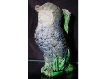 Antique English Majolica Pitcher With Owl Motif