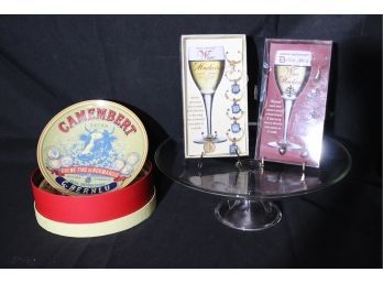 Fun Collection Of Appetizer Plates, Wine Markers & Cake Stand
