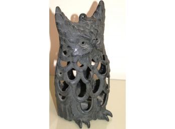Vintage Cast Metal Owl Candle Lantern