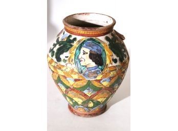 Vintage Italian Design Hand Painted Vase - Some Damage Missing The Handles