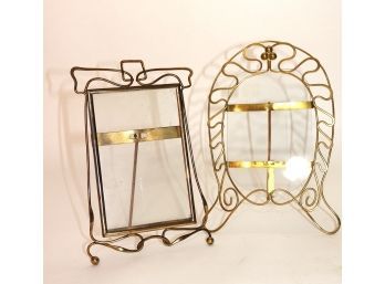 2 Ornate Handmade Antique  Victorian Brass Wire Frames