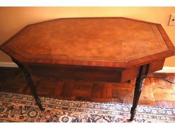 Antique Louis The 16th Style Leather Top Desk In Good Clean Condition. With Natural Wood Grain Texture