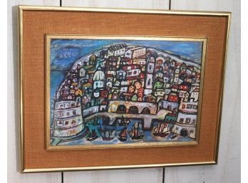 Antun Masle Framed Pastel With Glass Frame