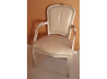 Country French Accent Chair With Padded Arms In A Distressed Finish