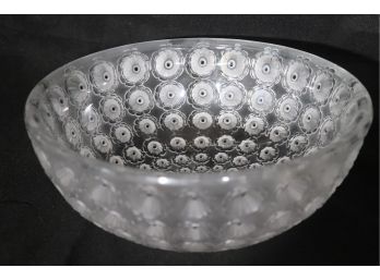 Large Lalique Frosted Crystal Bowl Unique Design Signed On The Bottom (7462-7468)