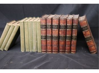 Antique Leather-Bound Books Includes Grace Aguilars Works Scribners Stories By Foreign Authors 1898
