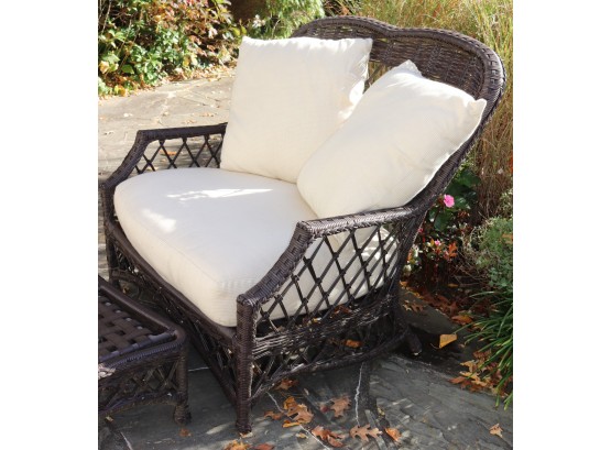 Janus Et Cie Some Outdoor Faux Wicker Bench With Foot Rest