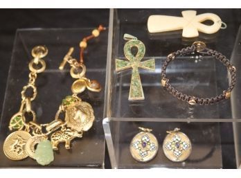 Catherine M Zadeh Fashion Bracelet, Earring, Crosses, Good Luck Charm Bracelet