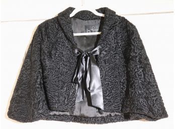 Gorgeous Jay Thorpe New York Women's Black Persian Lamb Cape With Holland Ribbon Size Small With A Satin L